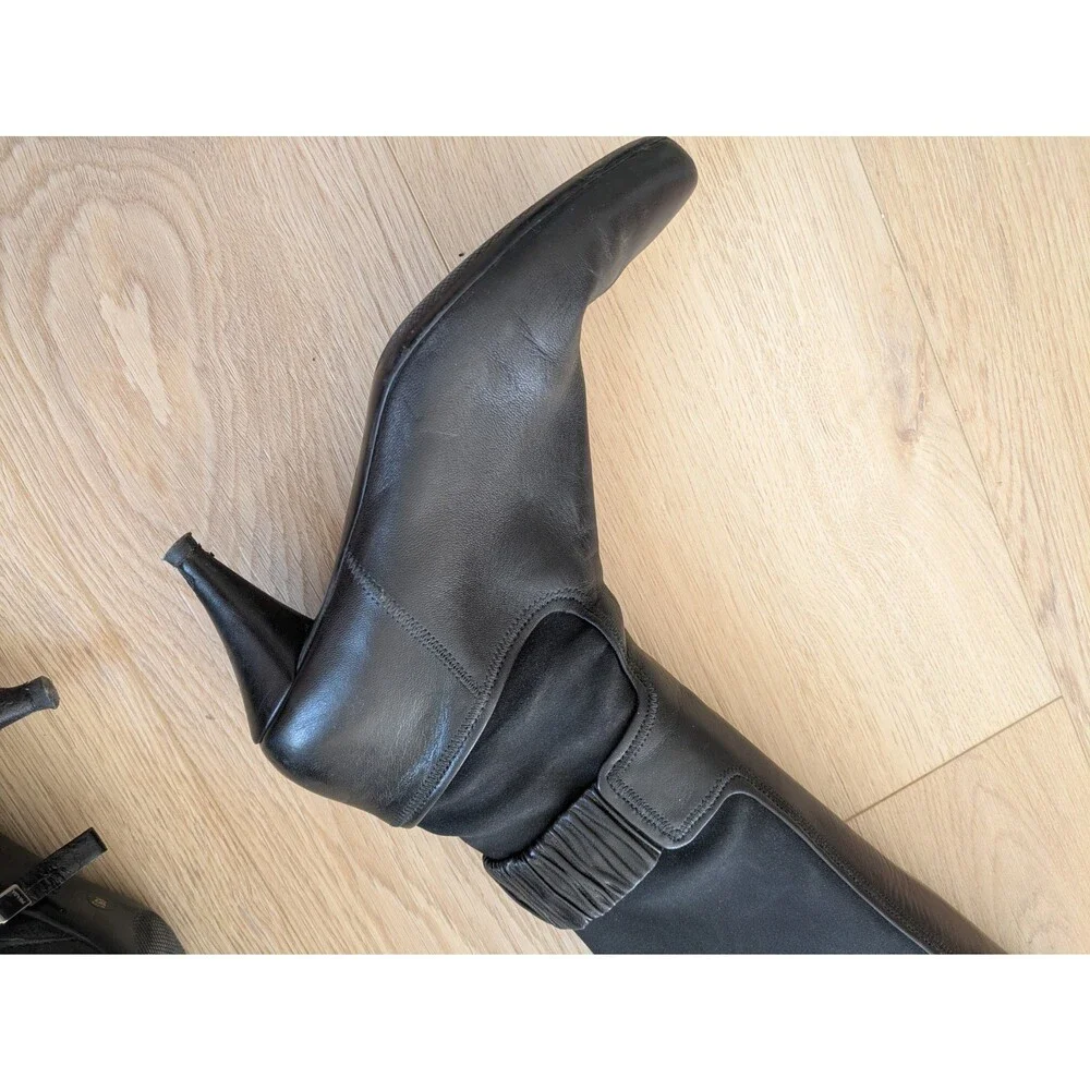 Incredible Y2K PRADA Leather & Nylon Knee High Heel Boots 39.5 (Fits Like 8.5) - Picture 11 of 15